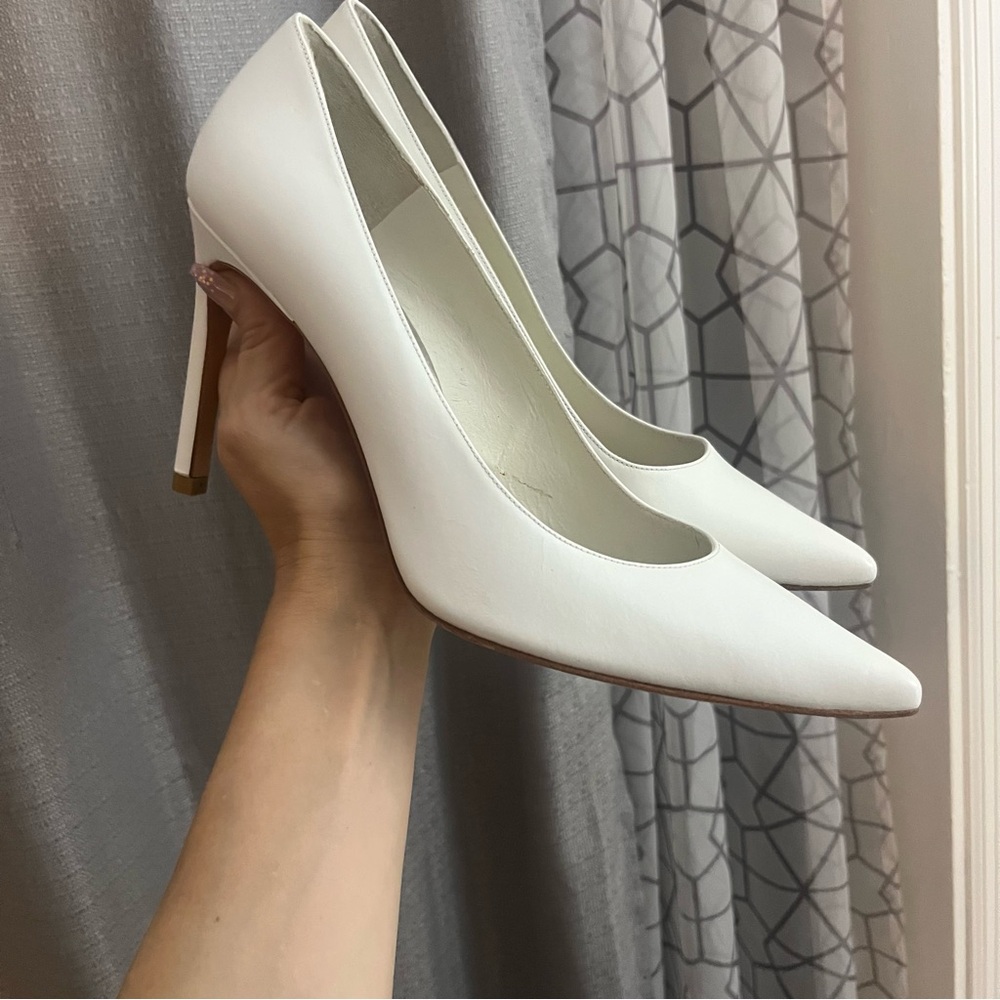 New Stuart Weitzman White Power Pumps Heels - Picture 7 of 8